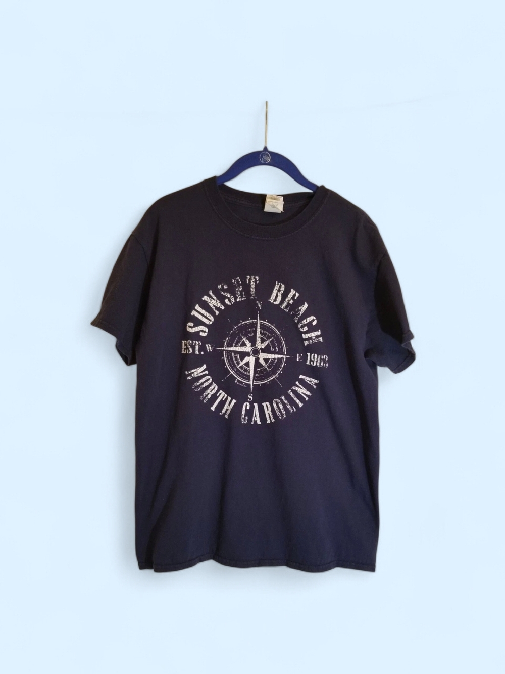 Gildan Navy Heavy Cotton Tee with Tag